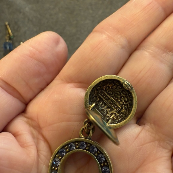 Heidi Daus Earrings Signed Swarovski Clip On Convertible Blue & Violet LIKE NEW - Picture 7 of 11